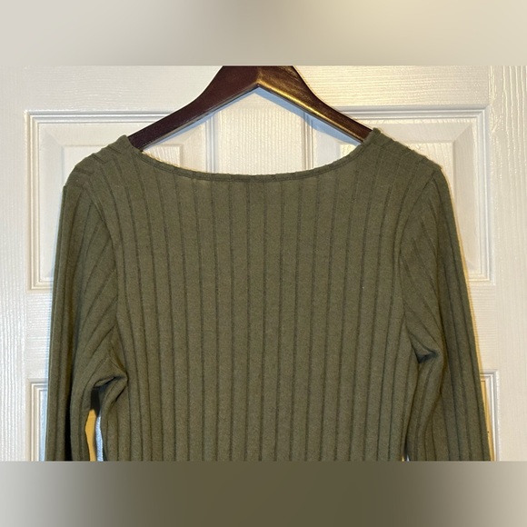 SHEIN Women’s Size XL Olive Green Rib Knit Long Sleeve V-Neck Top Casual Soft - Picture 11 of 13